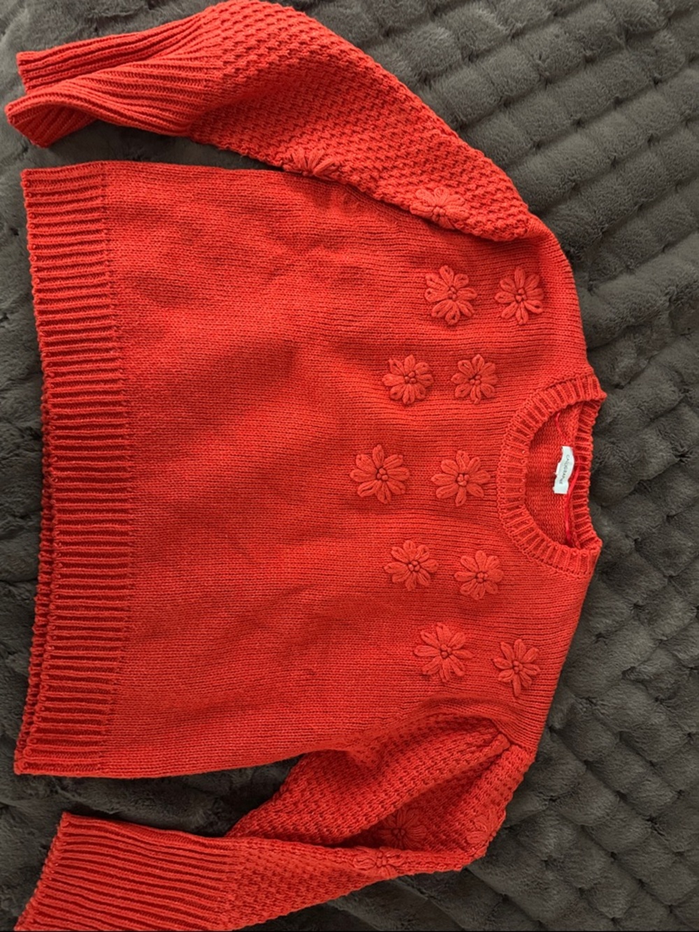 Calligraphie rust orange knit floral sweater L-XL